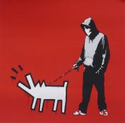 After Banksy, Choose Your Weapon (red), limited edition copy screen print, No 83/500, by the West