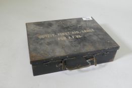 A WWII Vehicle first aid box, marked 3.45 with crow's foot, outfit, first-aid, large for AFVs, 27