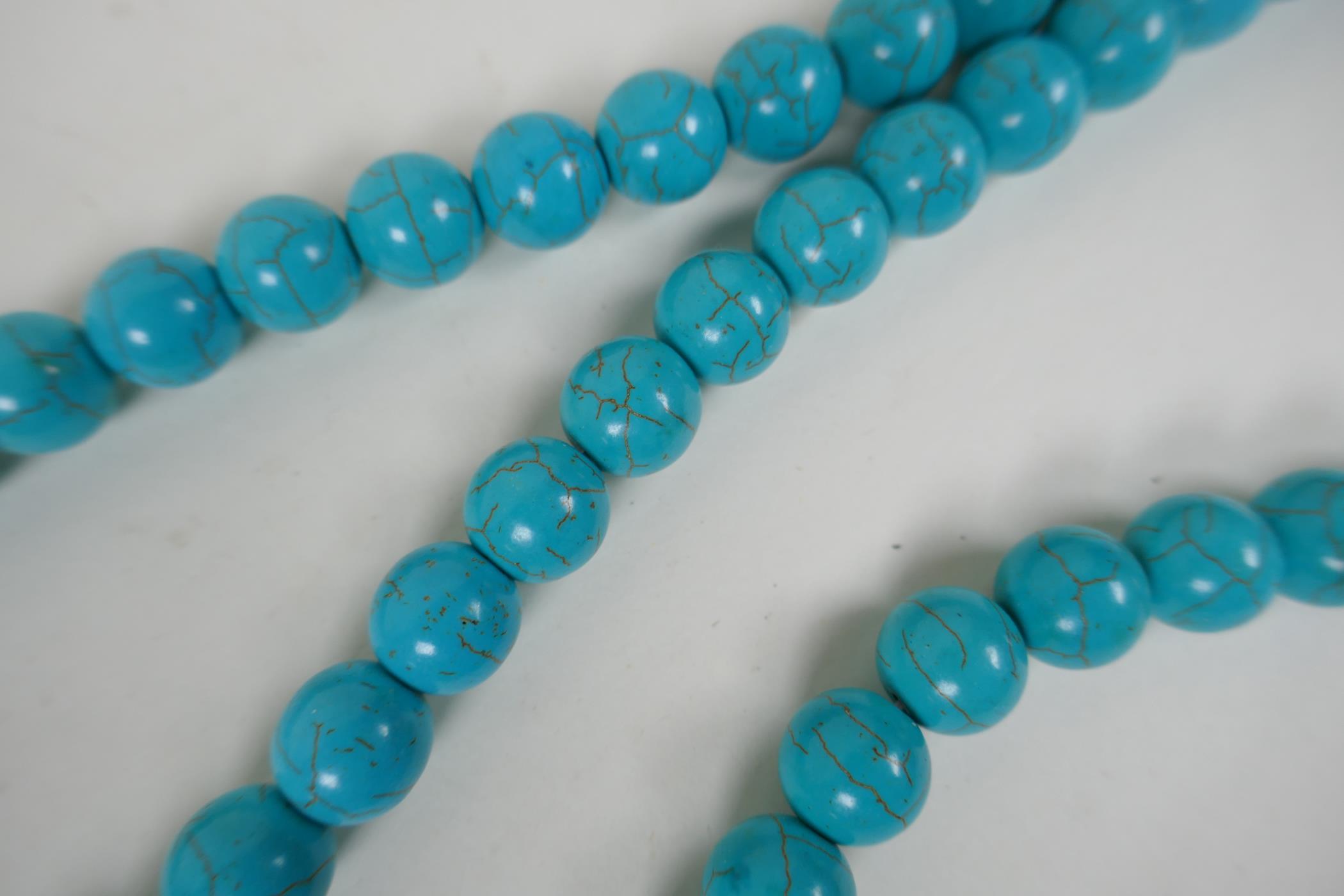 Three strings of turquoise beads, 42cm long - Image 2 of 3