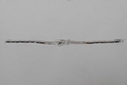 An Iranian white gold and diamond set bracelet, AF, gold untested, 12g gross, indistinctly marked