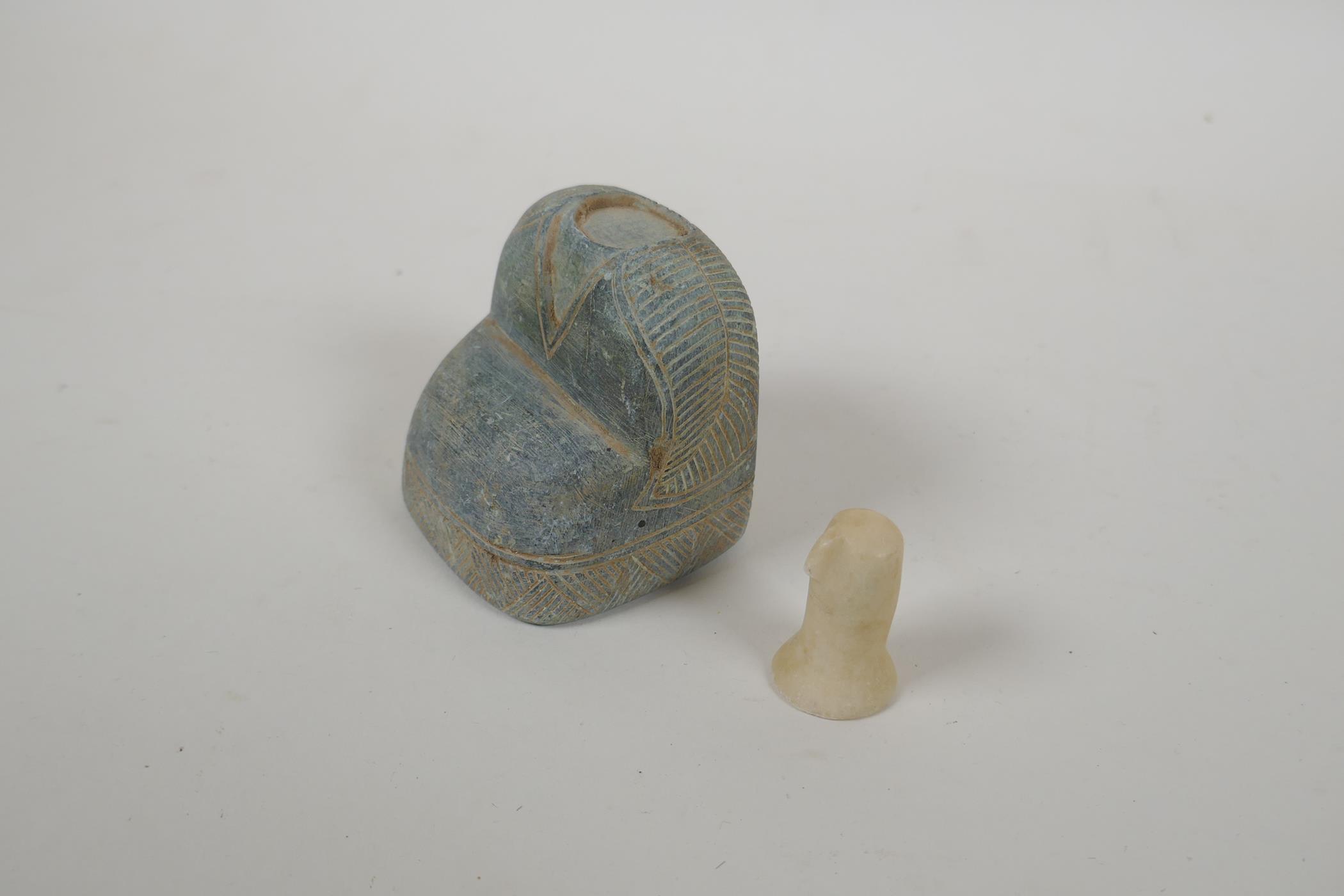 A Bactrian style carved hardstone idol, 10cm high - Image 3 of 4