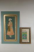 An Indian School portrait of a gentleman, within a decorated border, unframed gouache, 50 x 23cm,