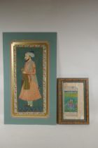 An Indian School portrait of a gentleman, within a decorated border, unframed gouache, 50 x 23cm,