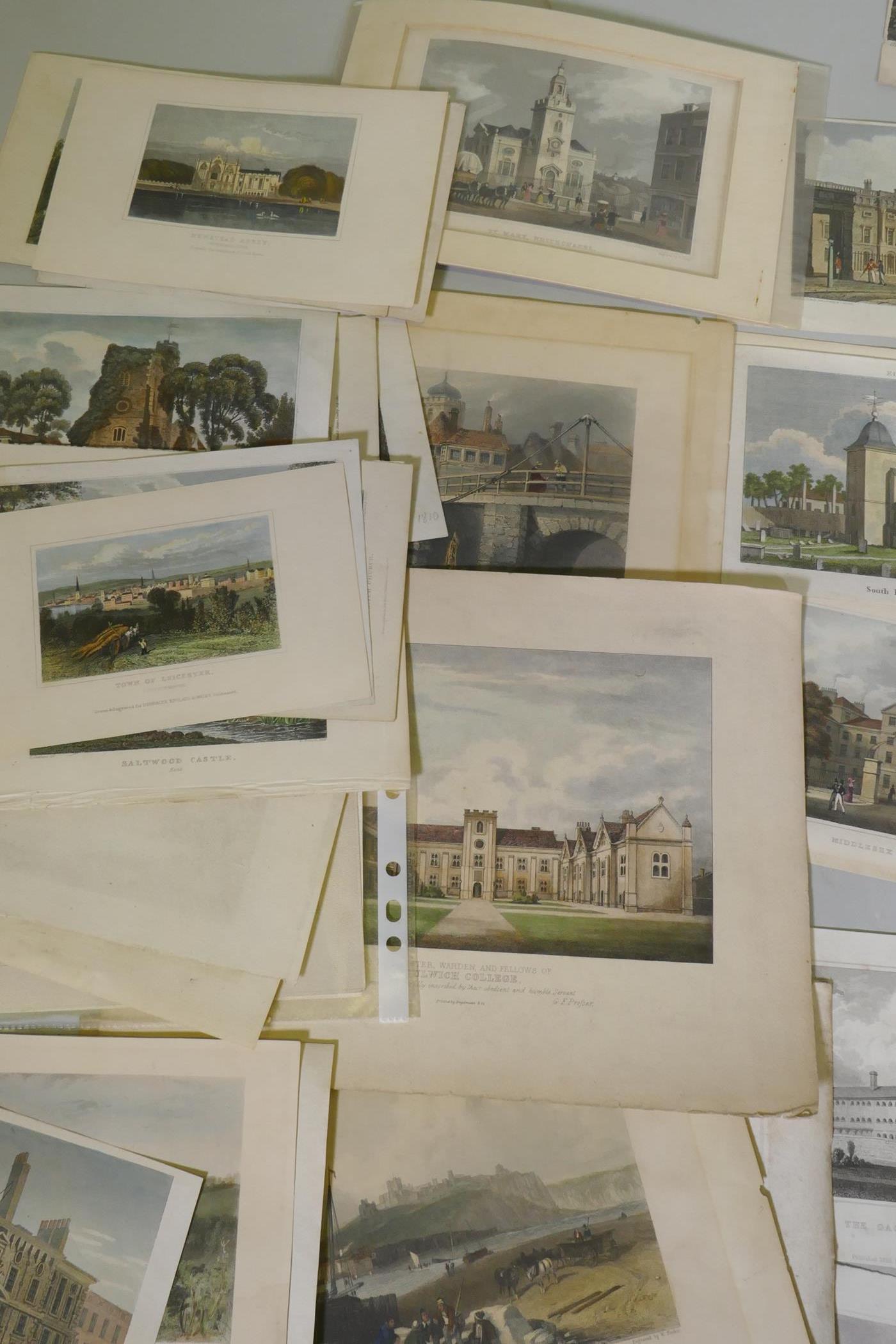 A collection of C18th and C19th hand coloured topographical engravings, London, home counties, Hever - Image 8 of 12