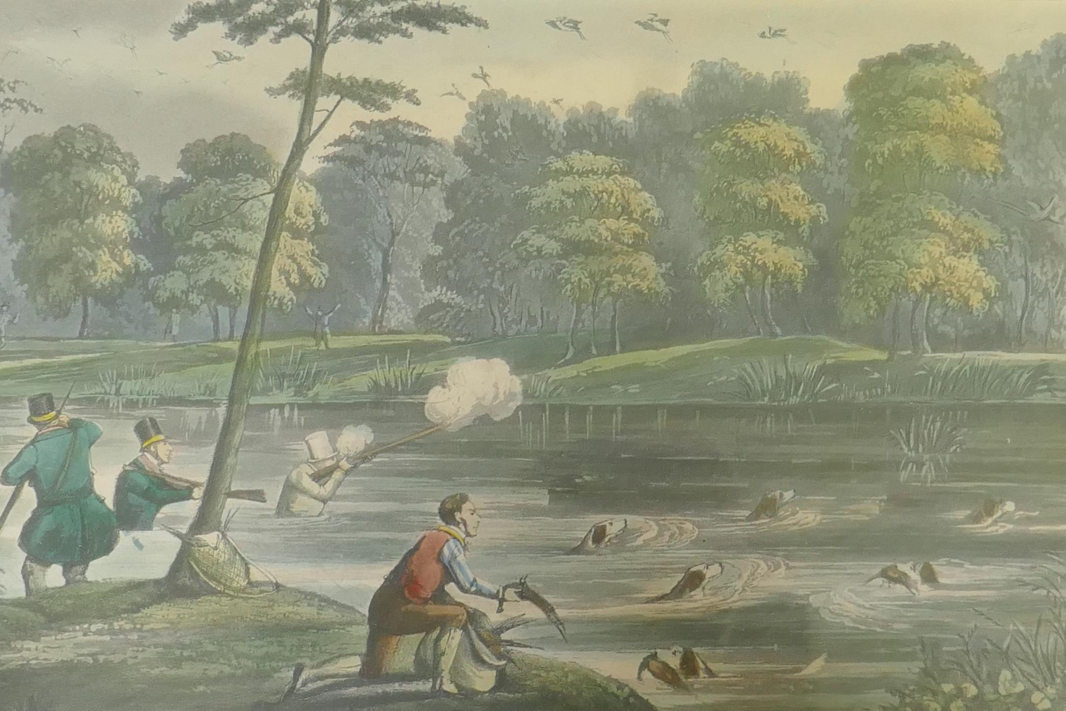 After Rawlins and H. Aiken, six hand coloured aquatints from the set of the Life of Mytton, duck - Image 7 of 7