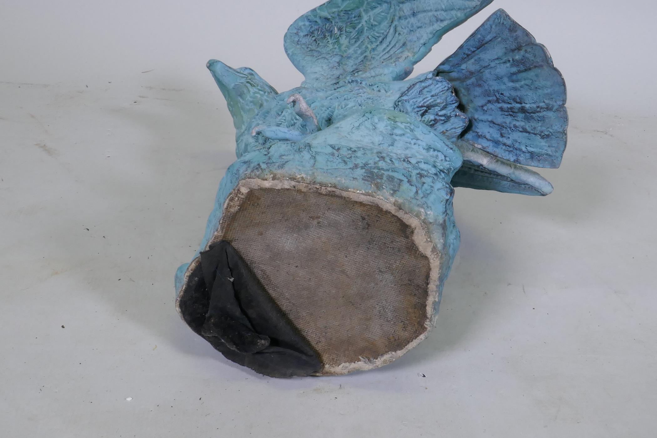 A metal figure of an eagle with verdigris patination, 45cm high - Image 4 of 4