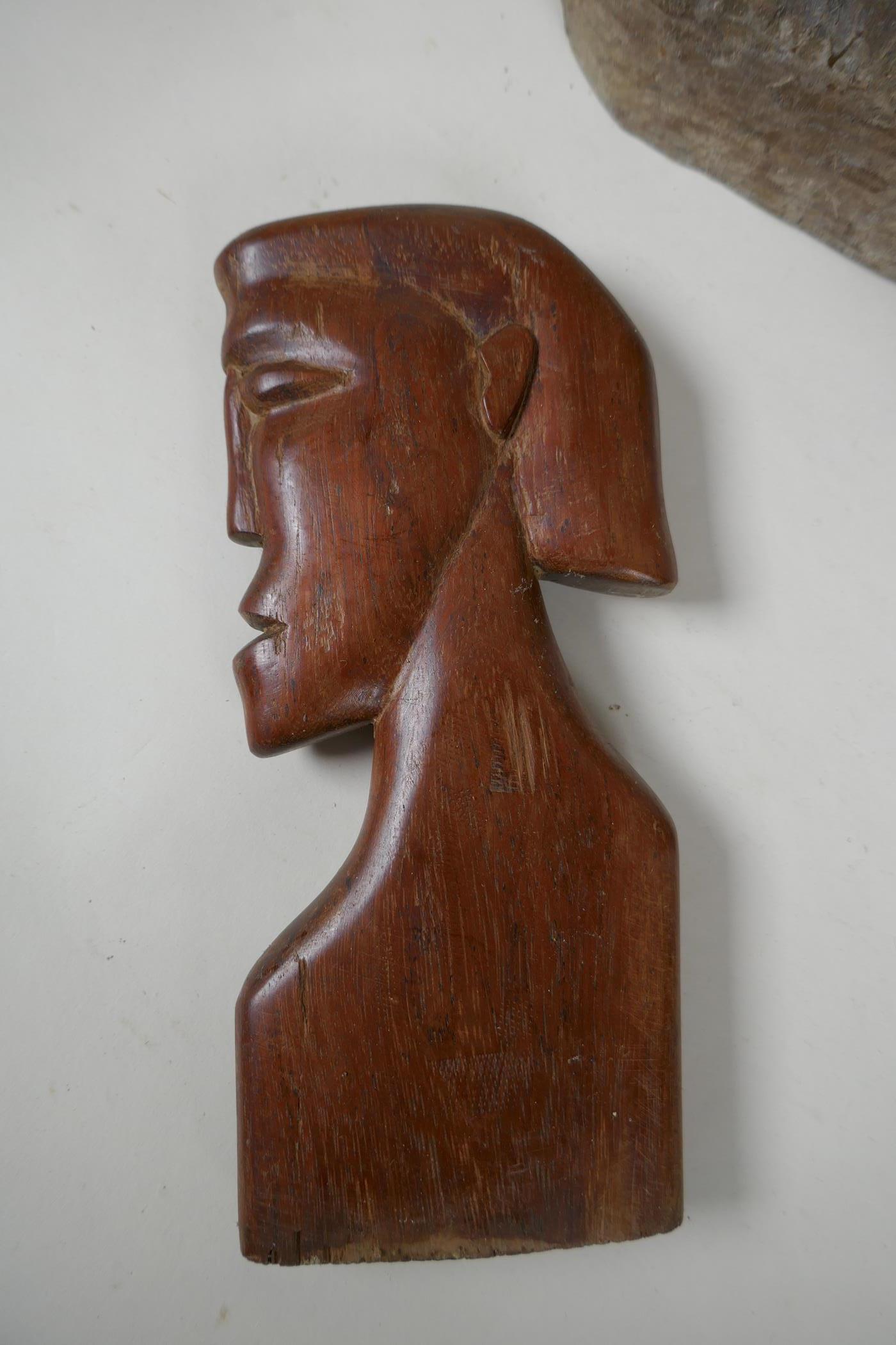 A collection of vintage African carved hardwood figures, largest 56cm high - Image 5 of 7