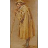 Dutch School, portrait of a man in a cloak, antique oil on canvas laid on board, 33 x 19cm