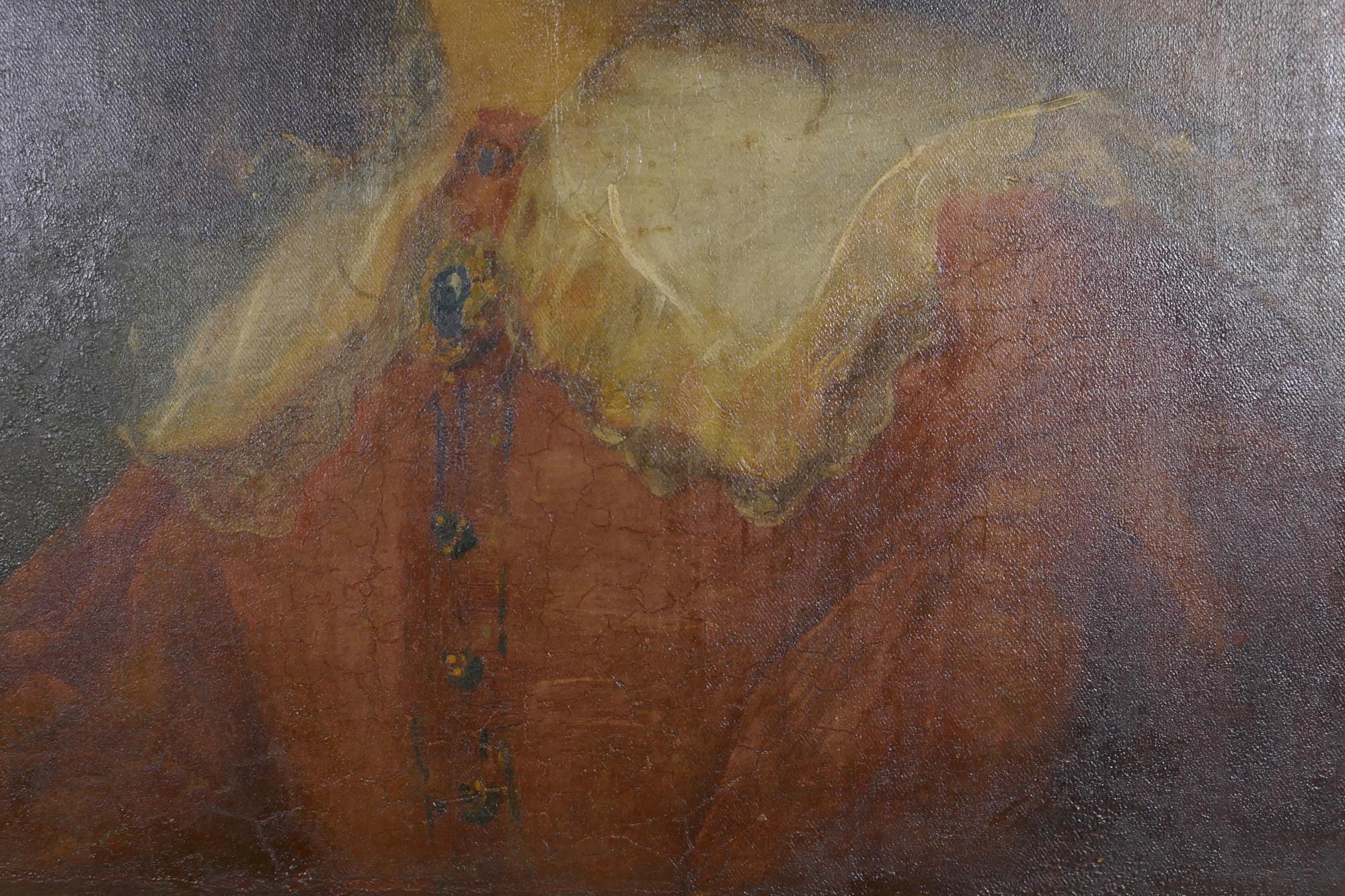 Portrait of a lady, unsigned, bears label on stretcher 'Mrs Bellingham, G. Colvin Smith', oil on - Image 5 of 8