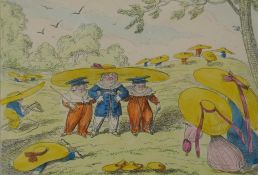 George Cruikshank, (British, 1792-1878), Mushroom Monstrosities, hand colour etching, published by