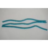 Three strings of turquoise beads, 42cm long