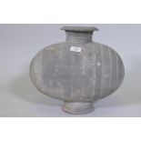 A Chinese ceramic vessel with inscribed decoration, 37cm wide, 34cm high