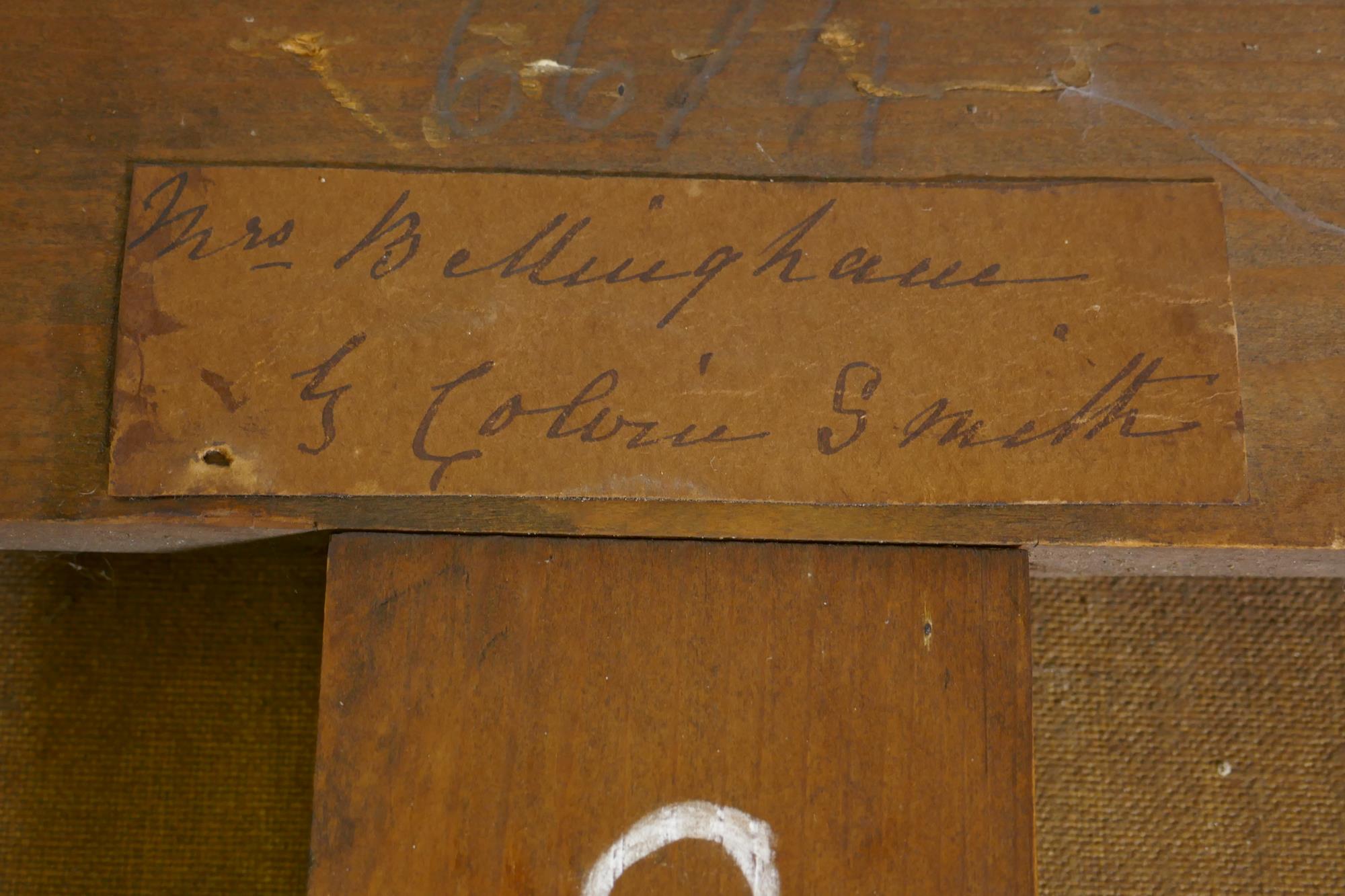 Portrait of a lady, unsigned, bears label on stretcher 'Mrs Bellingham, G. Colvin Smith', oil on - Image 6 of 8