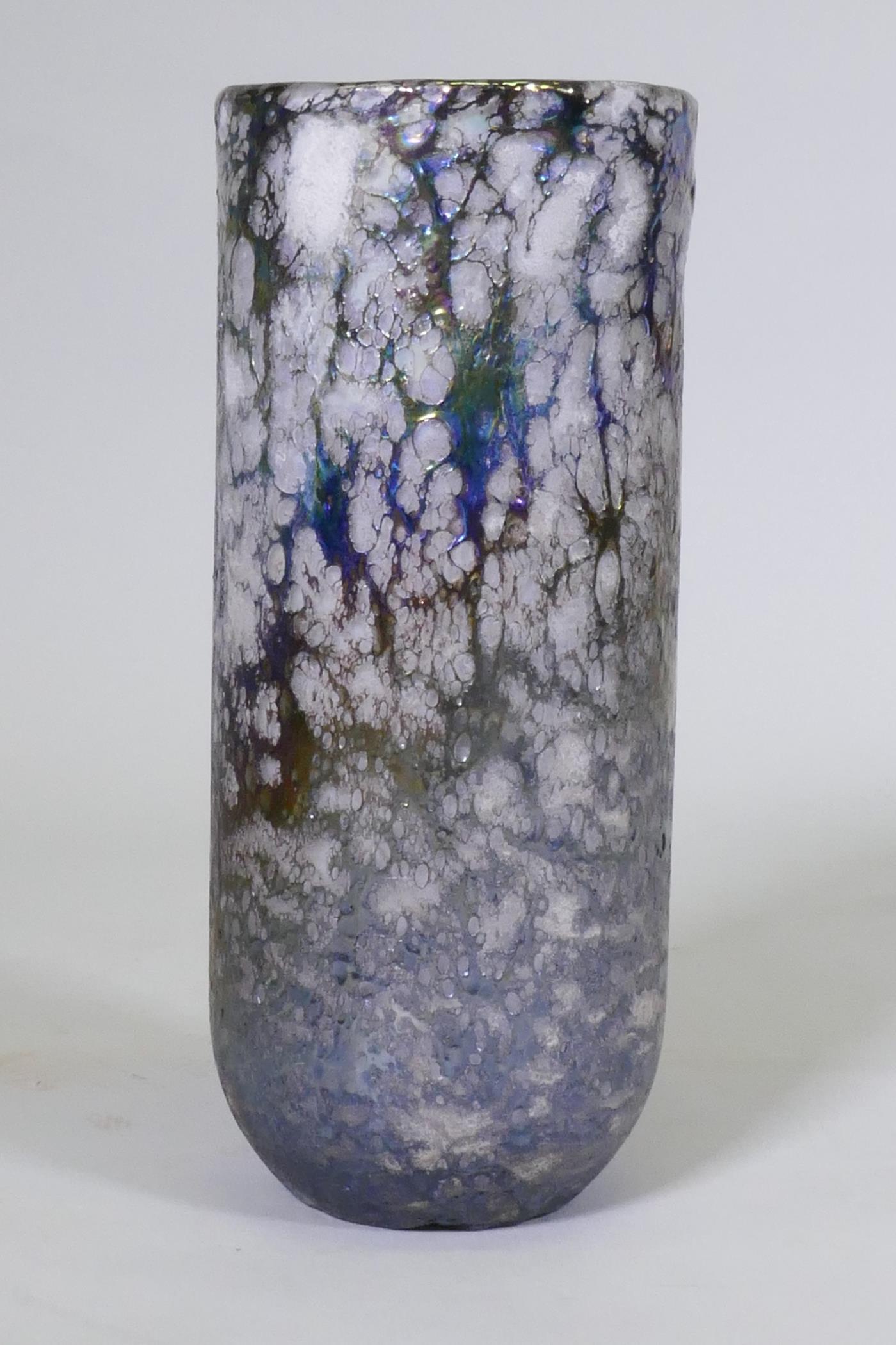 A glass vase with overlaid iridescent glaze, unsigned, 34cm high - Image 3 of 5