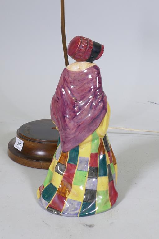A Royal Doulton 'The Parson's Daughter' porcelain table lamp, marked No HN564, mounted on a wood - Image 2 of 4