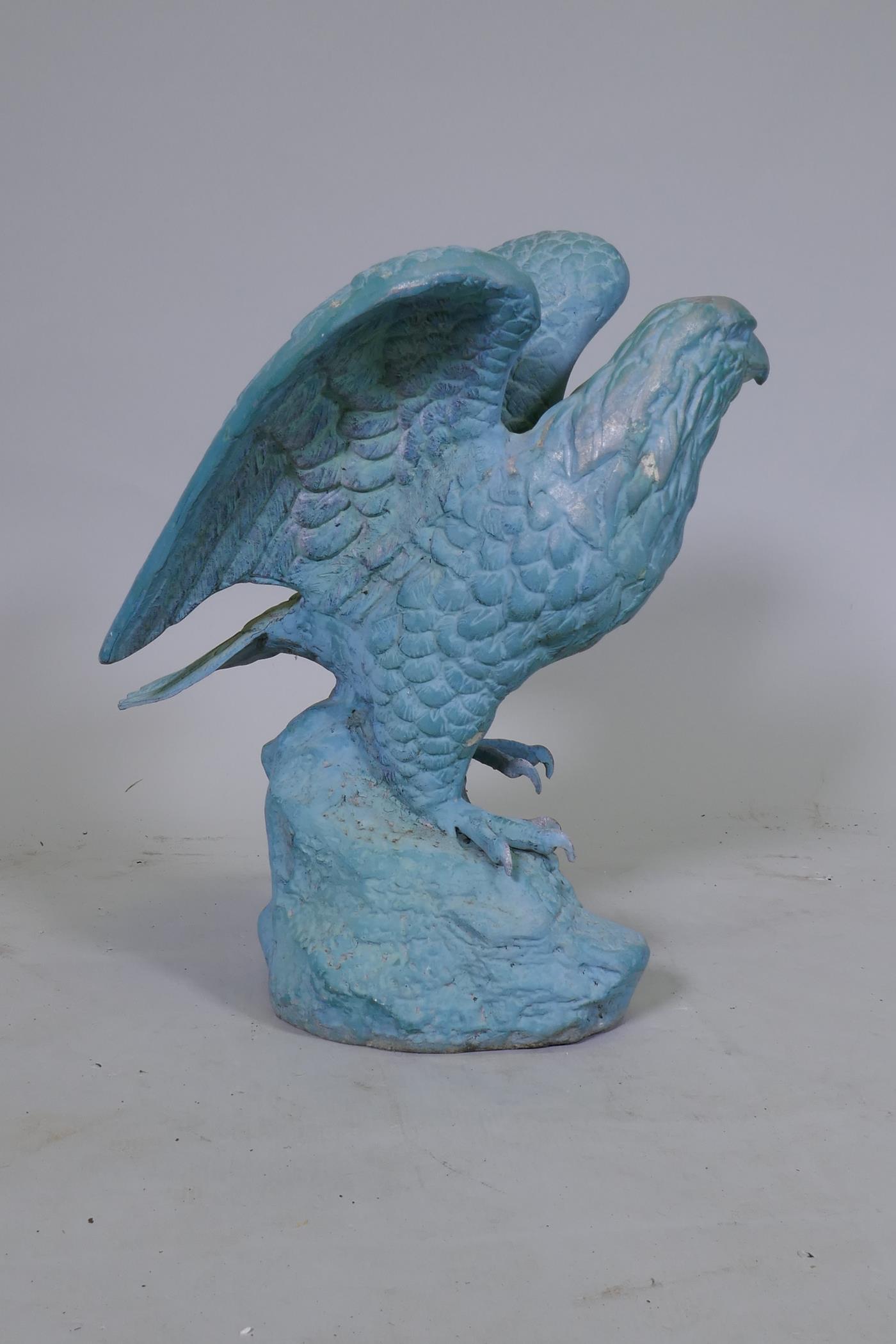 A metal figure of an eagle with verdigris patination, 45cm high - Image 3 of 4