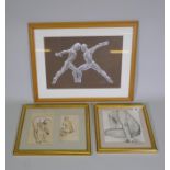 Leanette Botha, (South African), nude study, pencil on paper, signed to slip, and a pair of