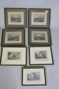 Four C19th hand coloured engravings, River Views of Kent, Maidstone, Teston Bridge, East Farleigh