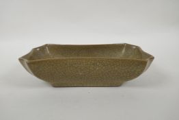 A Chinese rectangular crackleware dish, 23 x 13cm