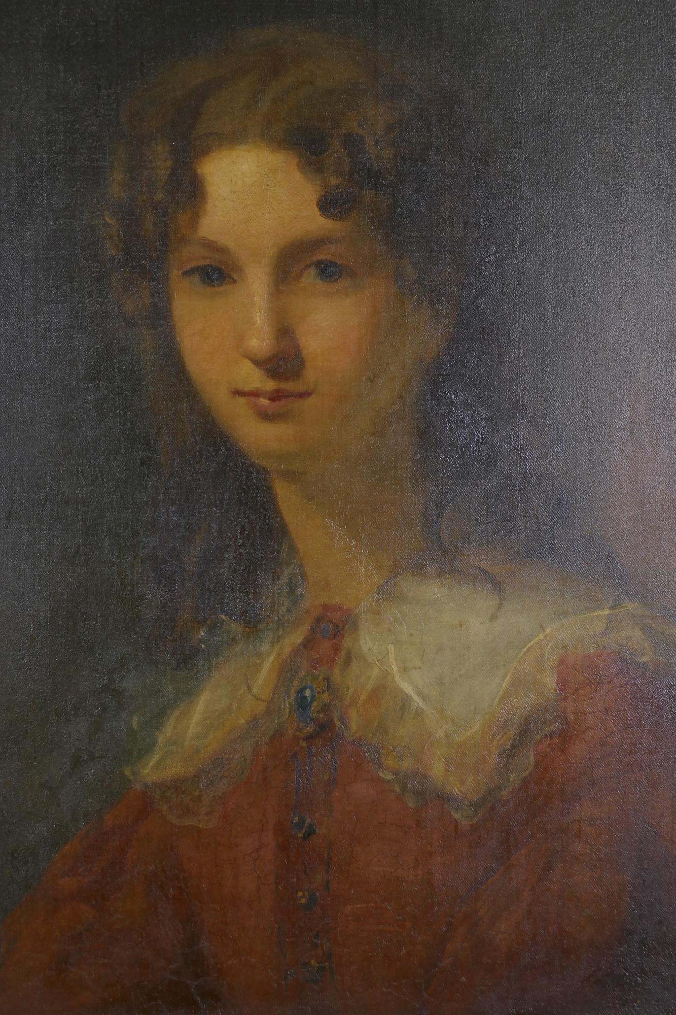 Portrait of a lady, unsigned, bears label on stretcher 'Mrs Bellingham, G. Colvin Smith', oil on - Image 2 of 8