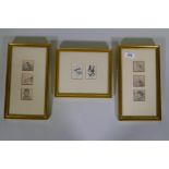 Attributed to Joseph Thors, six pencil character studies, in two frames and two ink studies,