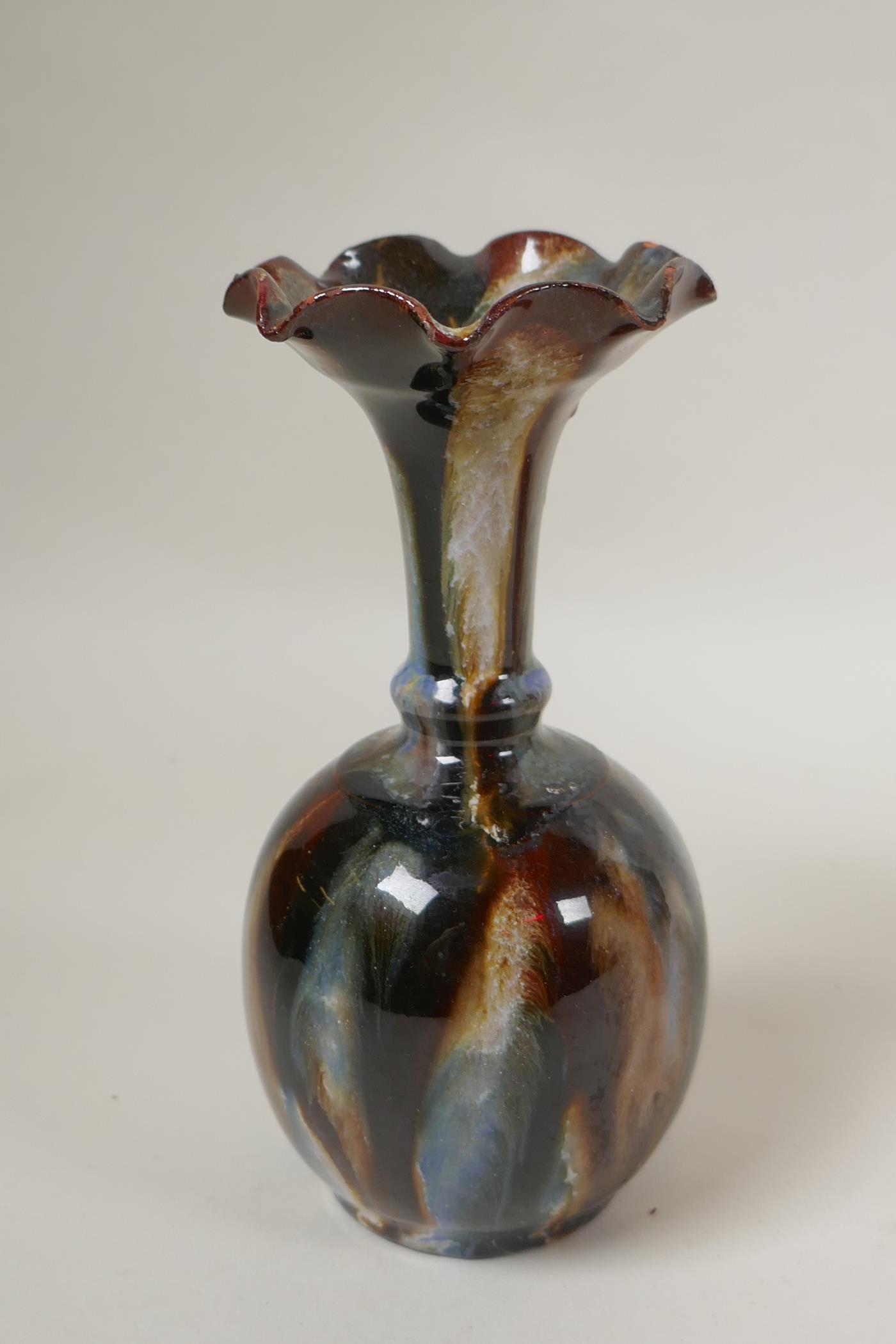 A collection of four oriental porcelain vases exhibiting unusual glazing techniques, largest 19cm - Image 7 of 7