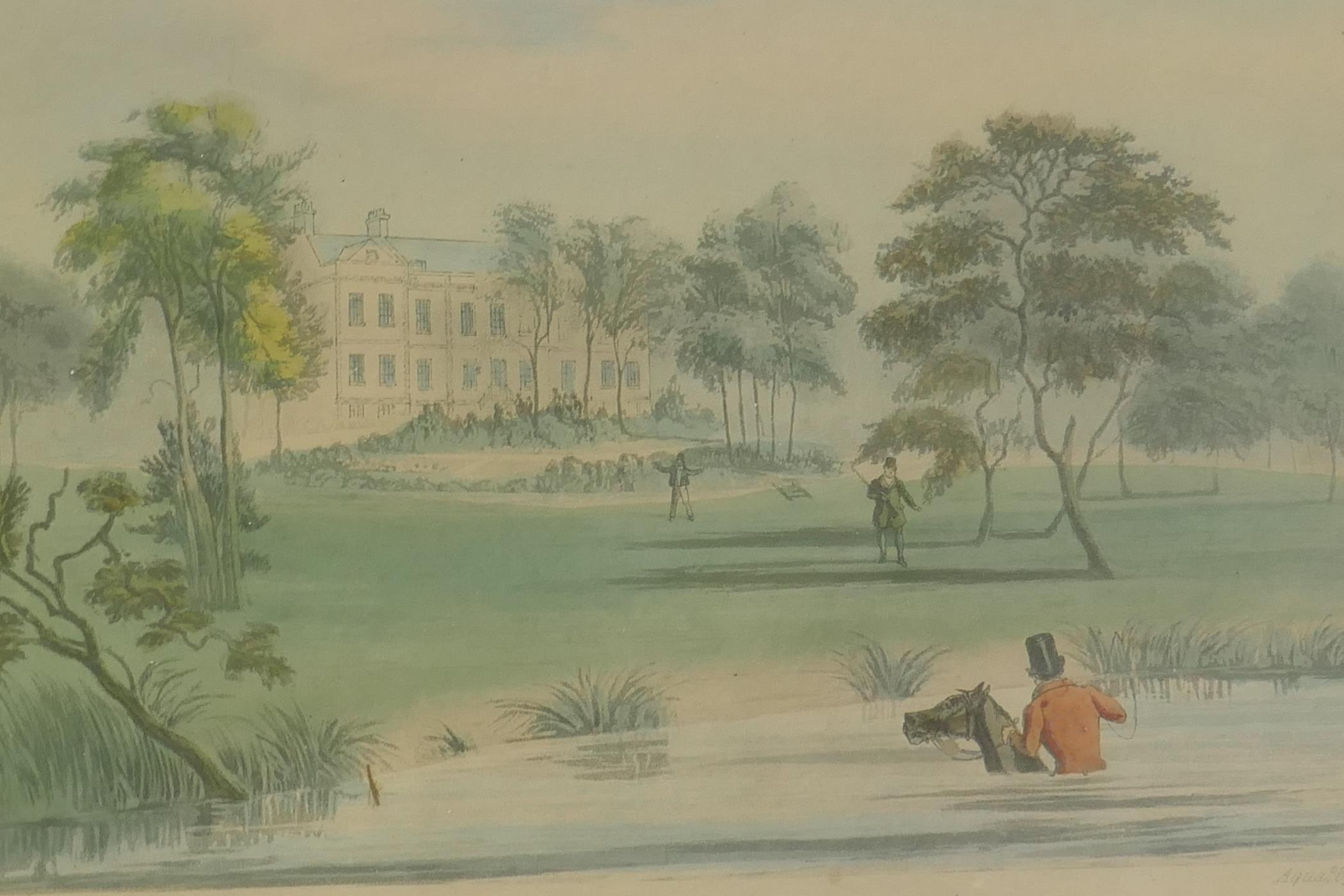 After Rawlins and H. Aiken, six hand coloured aquatints from the set of the Life of Mytton, duck - Image 5 of 7