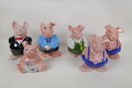 A set of five Wade NatWest money boxes, and one duplicate, largest 18cm