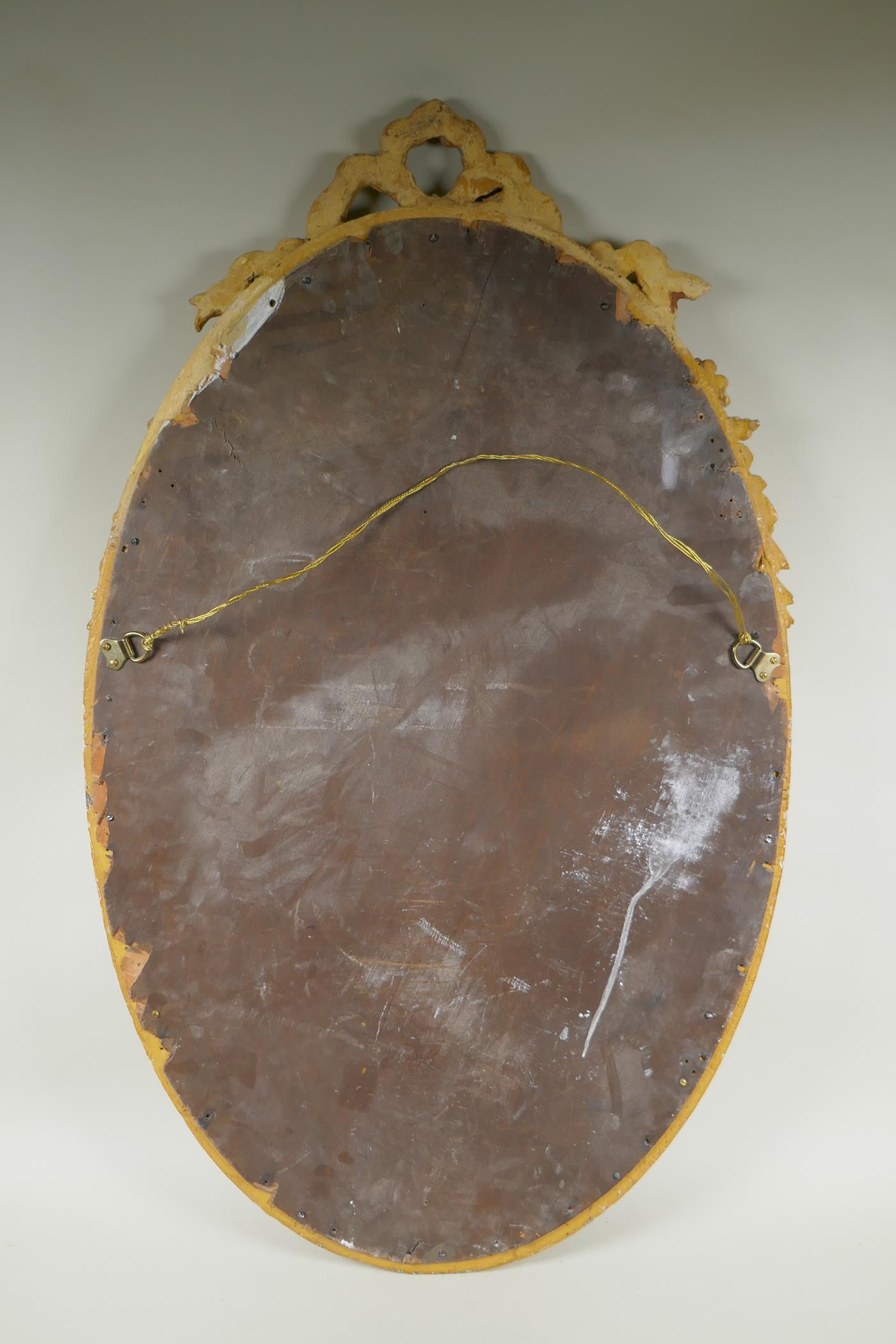 An antique French oval gilt mirror, with bevelled antique glass, 53 x 87cm - Image 8 of 8