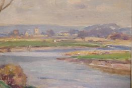 Owen Bowen, (Welsh, Staithes Group), Leathley Church, Yorkshire, signed, labelled verso by the