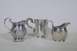 A Victorian hallmarked silver gilt christening mug with engraved decoration and dedication to
