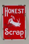 A vintage style Honest Scrap enamel sign, 20 x 30cm