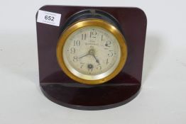 An early C20th fire alarm clock, The Gamewell Co, New York, dial 11.5cm diameter