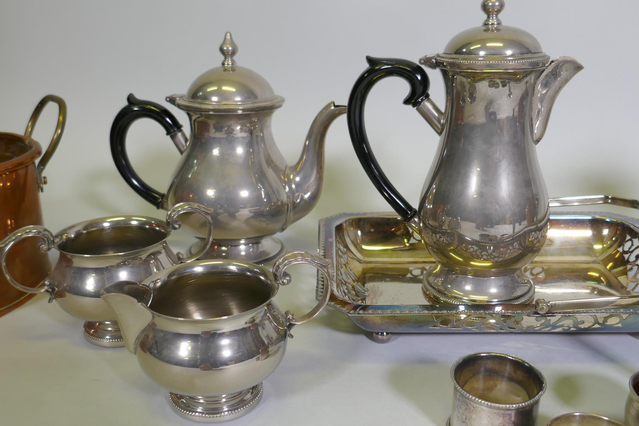 A four piece silver plated tea service, quantity of silver plate, a hallmarked silver epergne, - Image 3 of 3