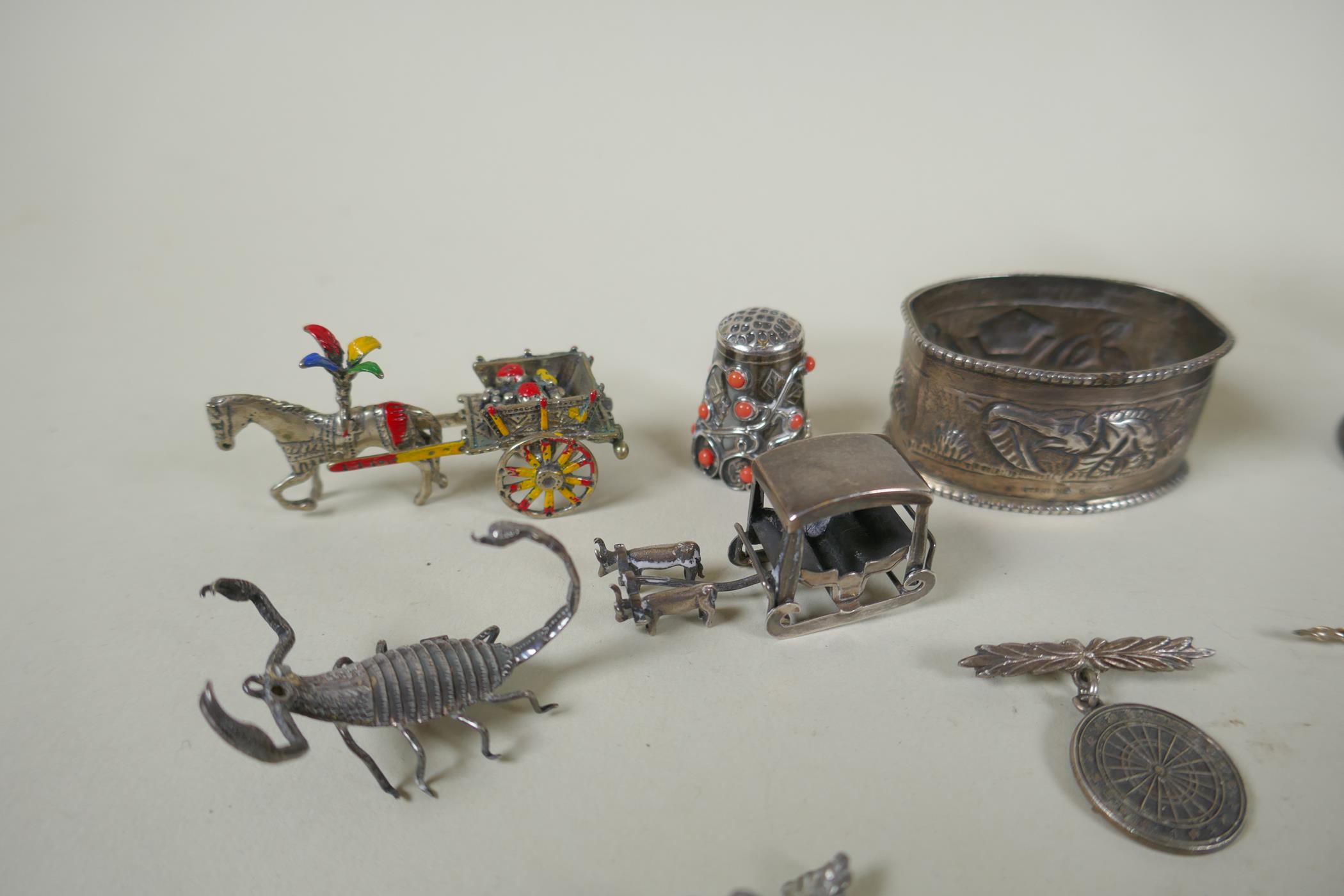 A quantity of silver items to include belt buckles, napkin rings, cups, knife rests, etd, 230g, - Image 3 of 8