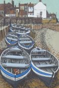 G.P. Gillick, East Sheringham, boats on the foreshore, signed limited edition screenprint, 2/75,