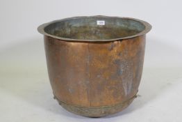 Antique copper planter with rivetted construction, 49cm diameter, 38cm high