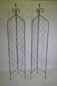 A pair of folding metal plant towers, 212cm high