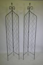 A pair of folding metal plant towers, 212cm high