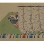 Japanese watercolour, woman sleeping behind a screen, unsigned, framed with Japonesque gallery