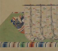 Japanese watercolour, woman sleeping behind a screen, unsigned, framed with Japonesque gallery