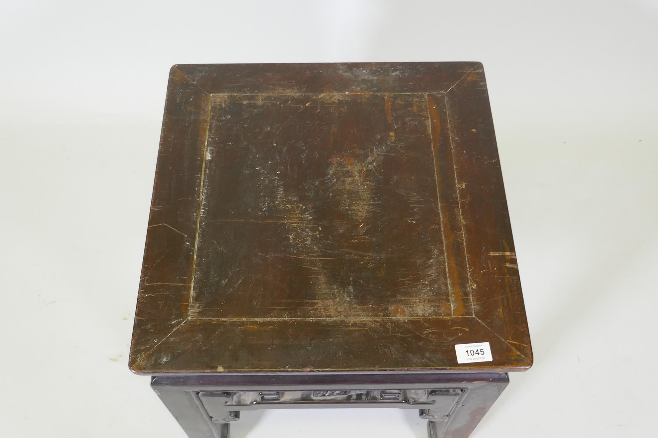A Chinese lacquered hardwood occasional table, 45 x 45cm, 49cm high - Image 3 of 3