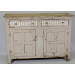 A vintage painted oak buffet/sideboard, with two drawers over two panelled cupboards, 130 x 48 x