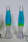 A pair of Mathmos Astro baby lava lamps, 43cm high