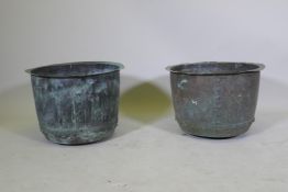 A near pair of antique copper planters/jardinieres, with rivetted construction