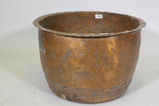 Antique copper planter with rivetted construction, 52cm diameter, 33cm high