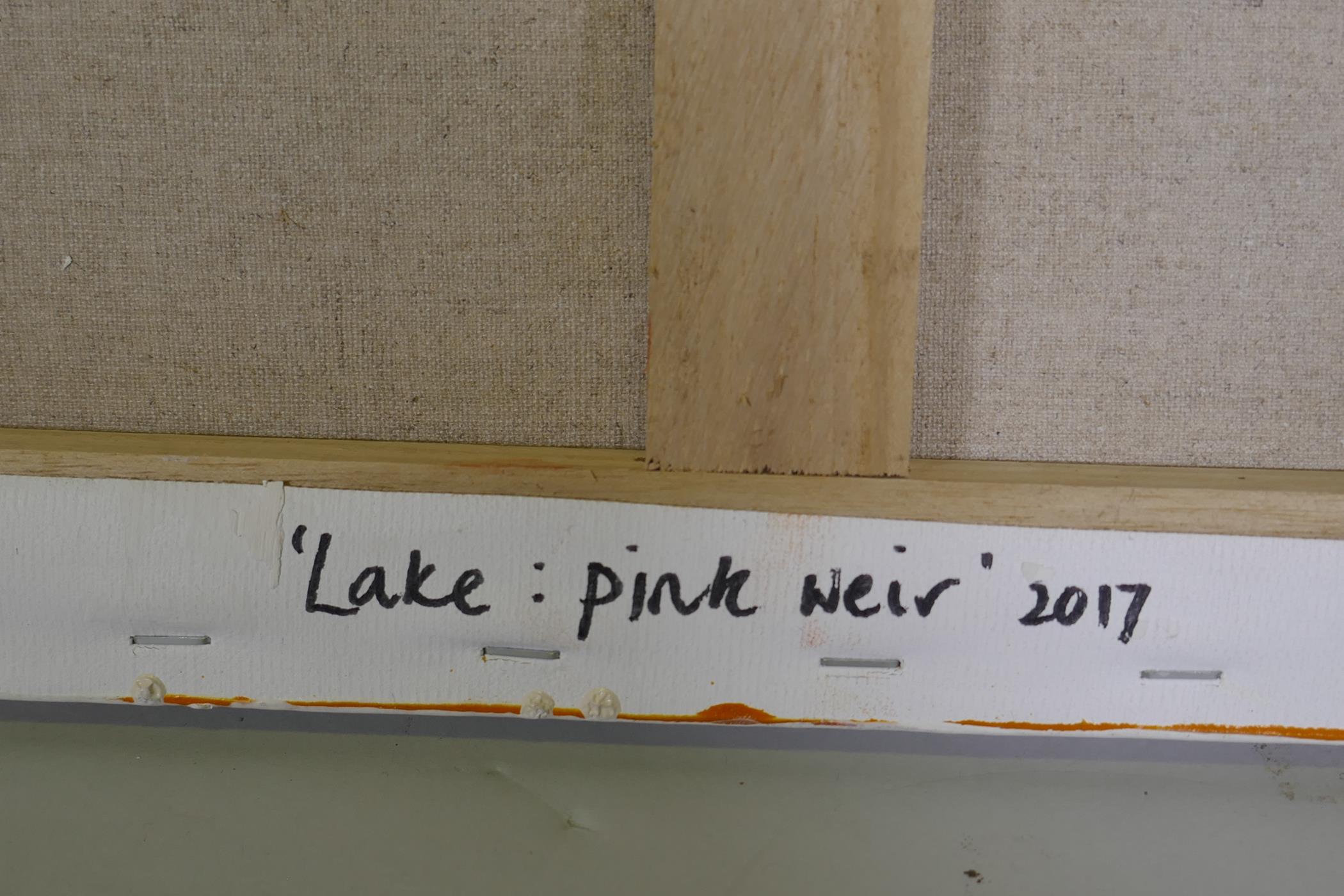 Annabel Kapp, Lake: pink weir 2017, signed verso, oil on canvas, 61 x 51cm - Image 5 of 5