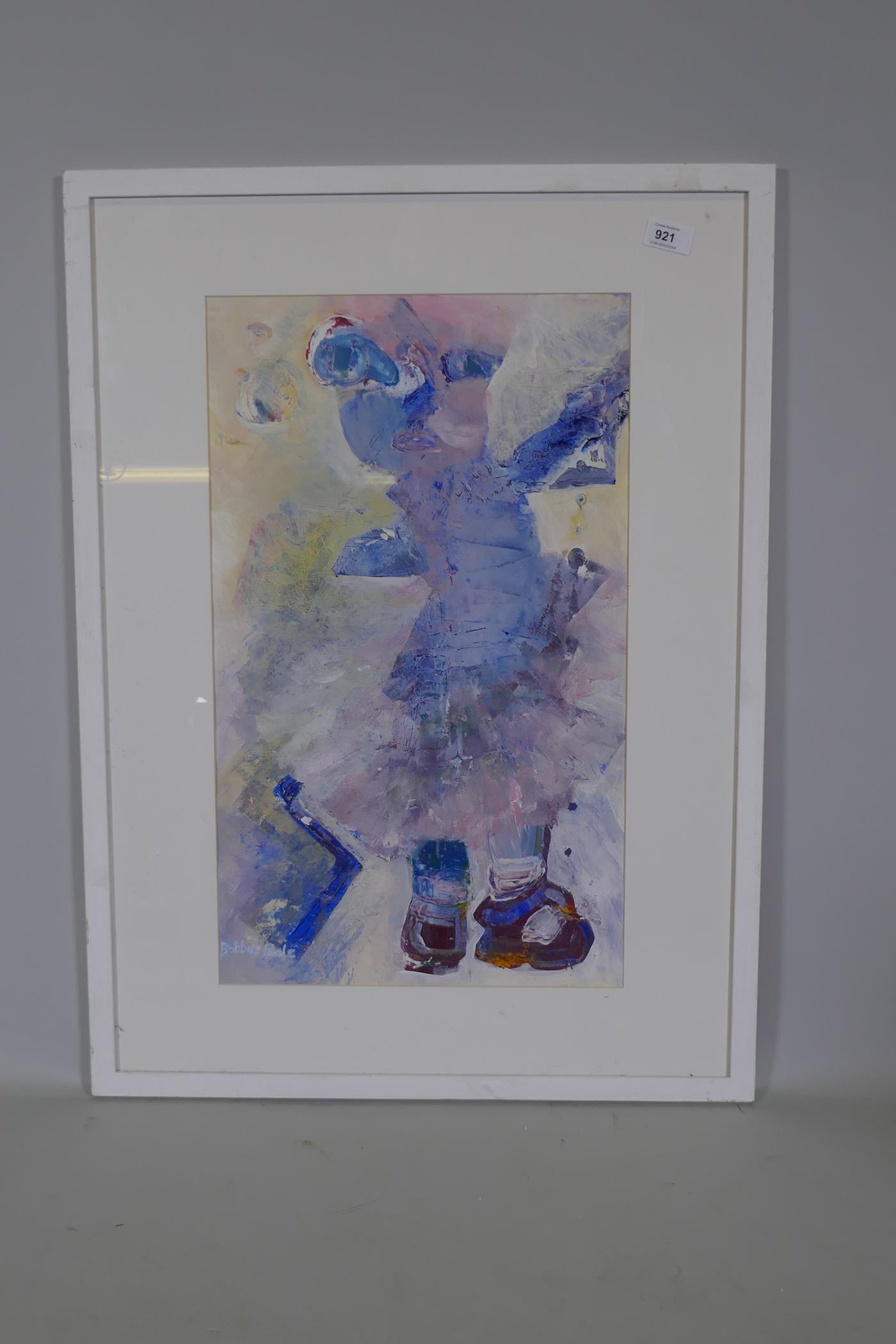 Bobbie Bale, abstract figural composition, signed, acrylic on paper, 34 x 57cm - Image 2 of 3