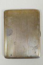 A hallmarked engine turned silver cigarette case by Joseph Gloster Ltd, Birmingham, 1963, 8.5 x 11.