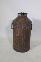 A vintage galvanised metal milk churn, 65cm high